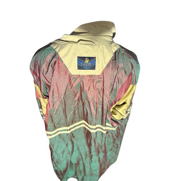 Vintage 1980s Bugatti Germany Trench Coat Khaki Belted Raincoat 54 Iridescent - Picture 6 of 7